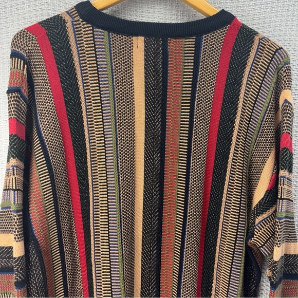 Vtg Norm Thompson Men Sweater L Coogi Style 3D Knit Chunky Textured Multi Color - Picture 7 of 9
